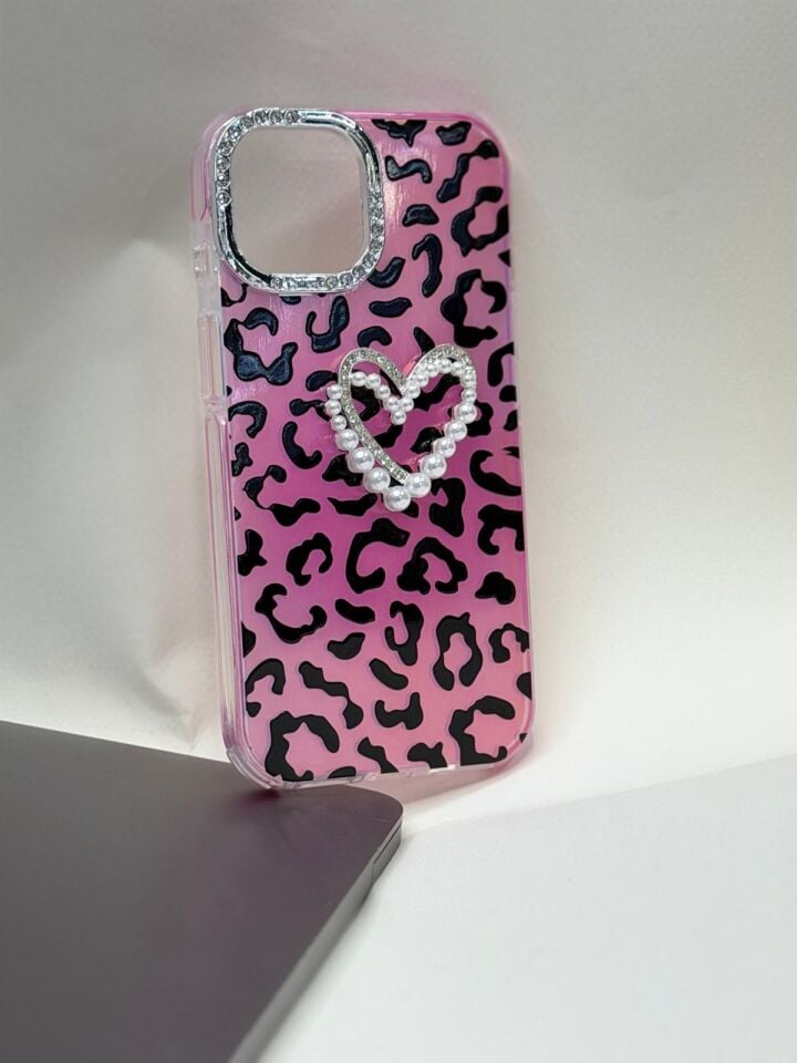 iPhone 15 Leopar Desenli Premium Lansman Kılıf - Kamera Korumalı