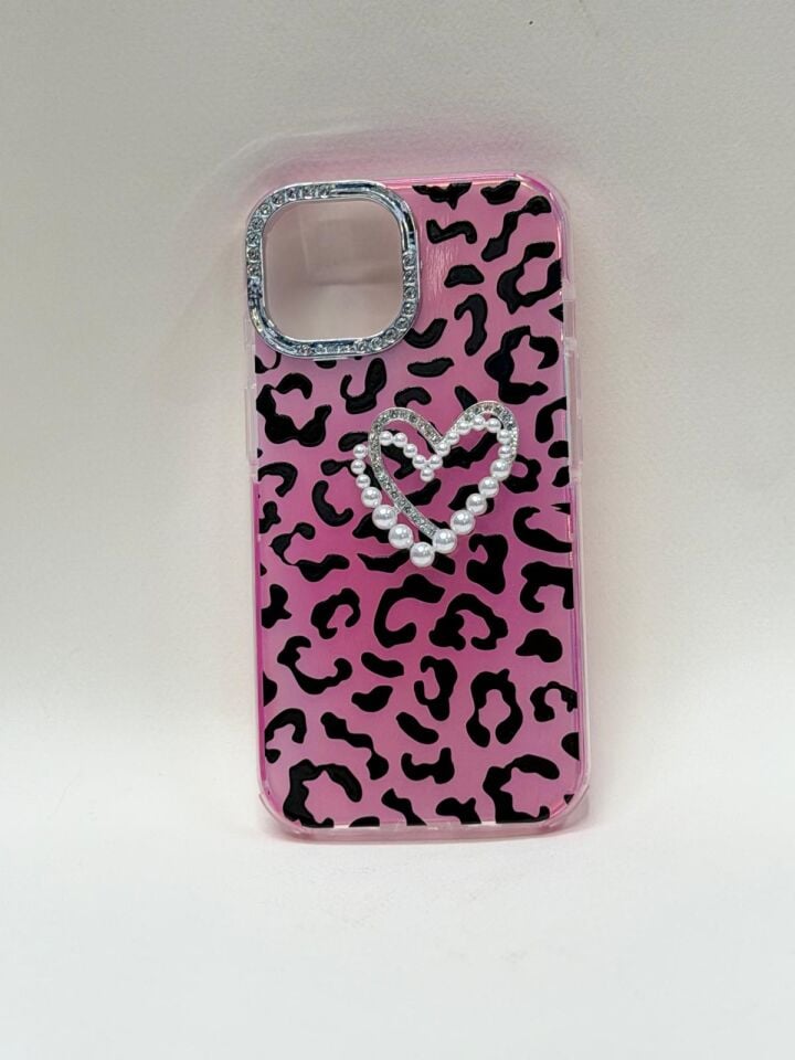 iPhone 15 Leopar Desenli Premium Lansman Kılıf - Kamera Korumalı