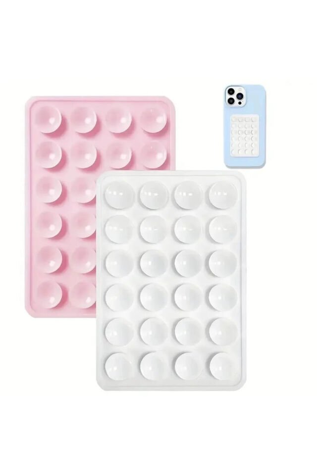 Silikon Vantuzlu Telefon Tutacağı 24 Vantuzlu 1 ADET Açık Pembe VEYA Beyaz Renk renkli