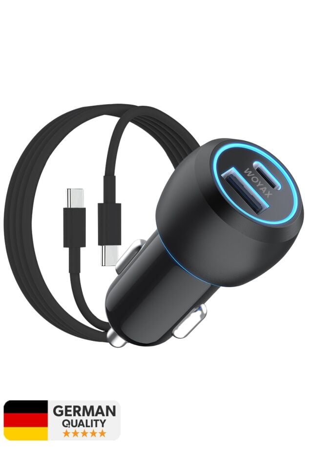 Woyax Araç Şarj Aleti Çakmaklık Type-C + USB Girişli Kablolu Set 38W
