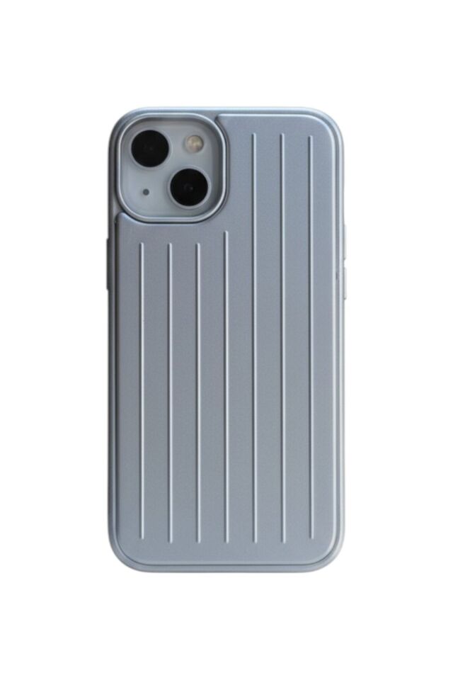 Iphone 15 - Rimowa Premium Valiz Desenli Magsafeli Telefon Kılıfı – Güçlü Koruma, Estetik Görünüm Gri