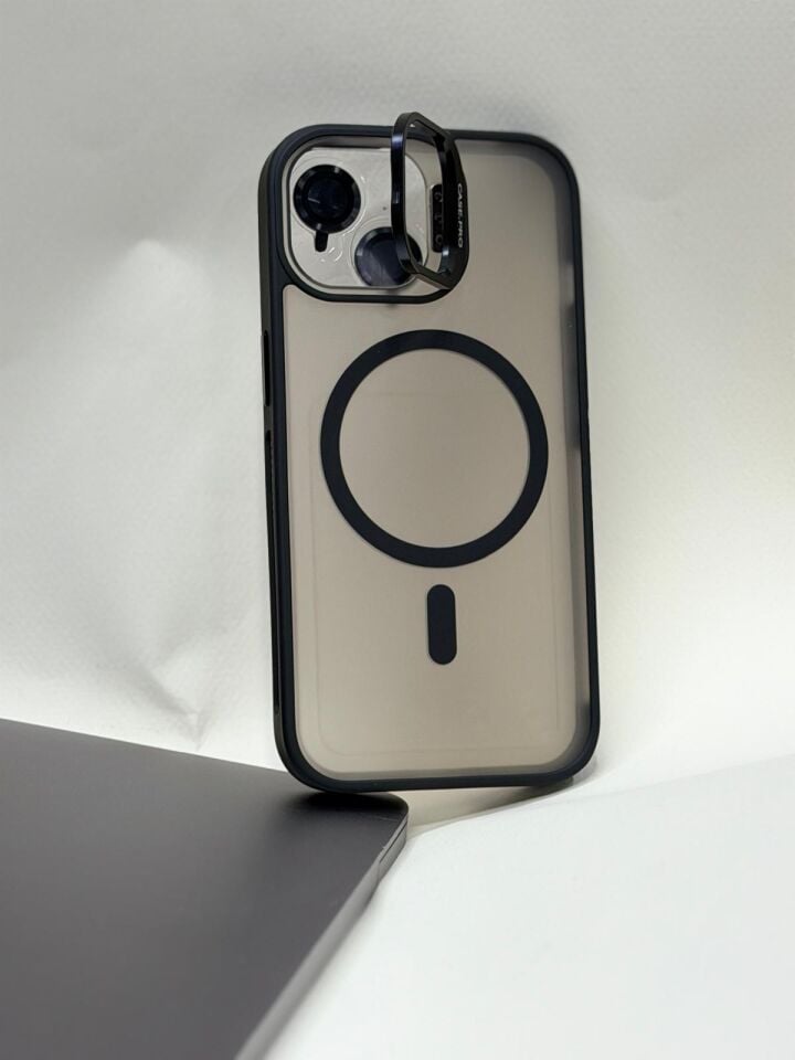 iPhone 15 MagSafe Destekli Kamera Korumalı Darbe Emici Kılıf Siyah