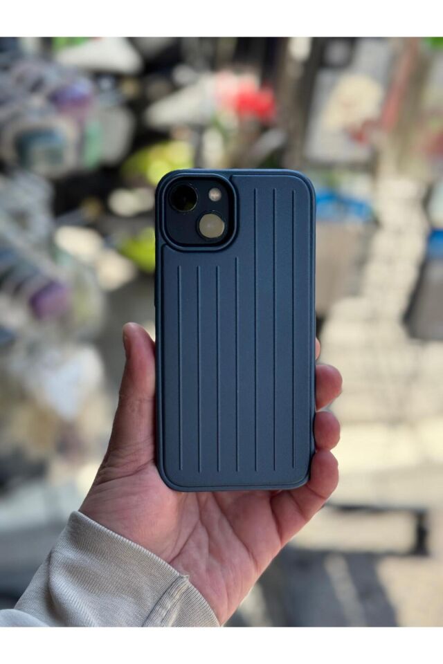 Iphone 13/14 - Rimowa Premium Valiz Desenli Magsafeli Telefon Kılıfı – Güçlü Koruma, Estetik Görünüm Lacivert