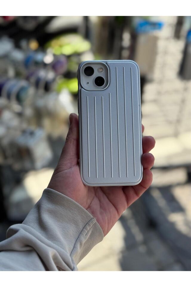 Iphone 13/14 - Rimowa Premium Valiz Desenli Magsafeli Telefon Kılıfı – Güçlü Koruma, Estetik Görünüm Gri