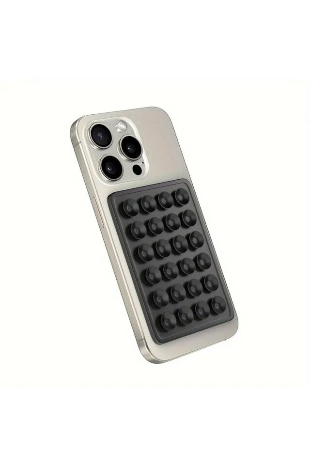 Silikon Vantuzlu Telefon Tutacağı  24 Vantuzlu 1 Paket Yapışkanlı Cep Telefonu Tutucu 676XSERI Siyah