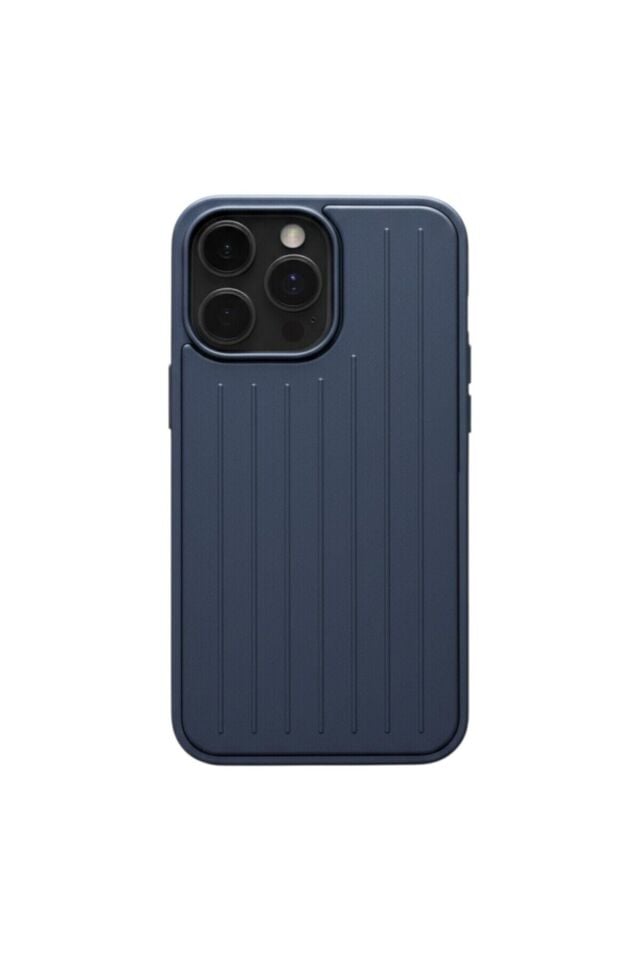 iPhone 15 Pro Max Uyumlu Çizgili Valiz Desenli Premium Kılıf Lacivert