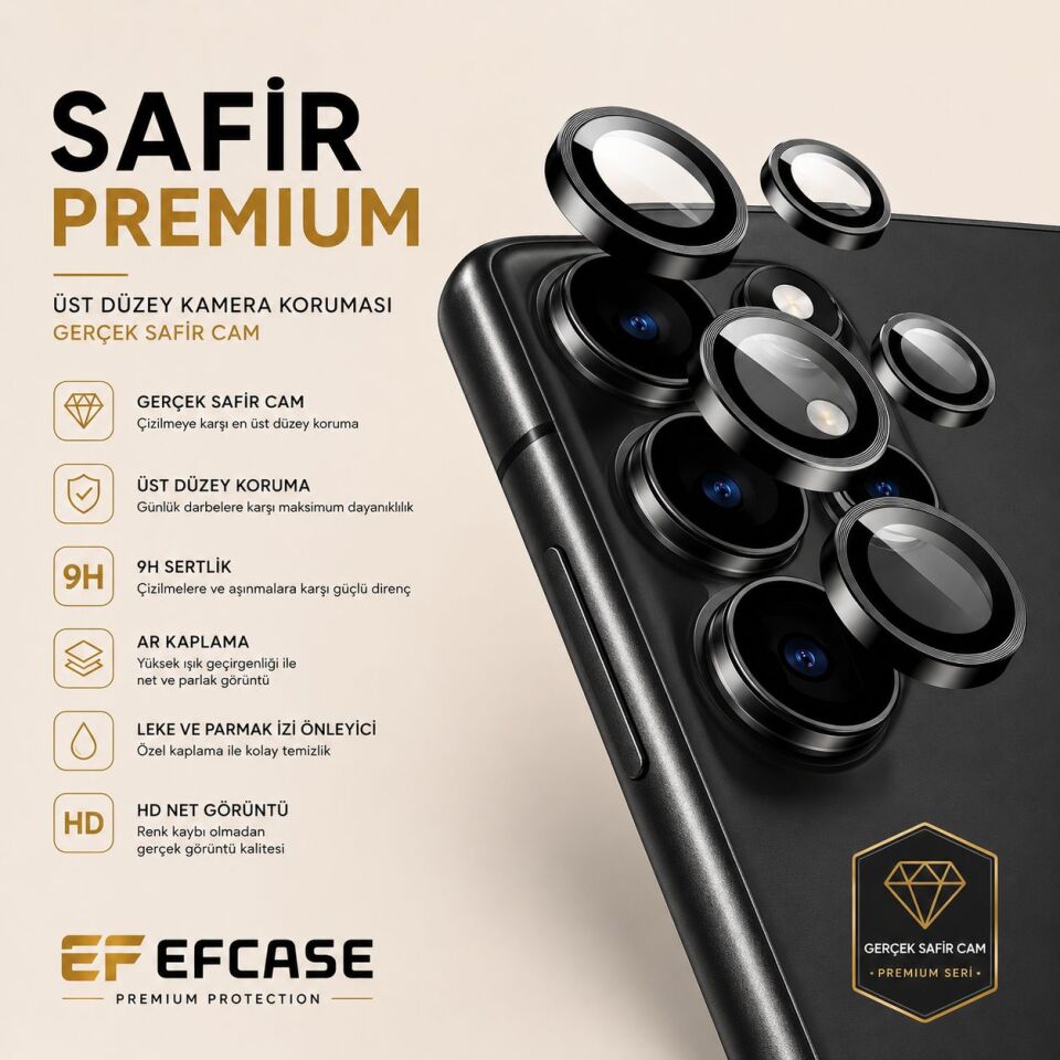 Samsung Galaxy A01 Uyumlu Safir Premium Kamera Lens Koruyucu | Metal Çerçeveli 9H Lens Koruma