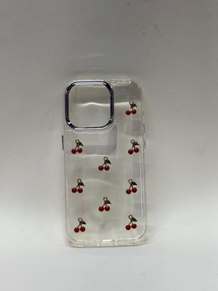 iPhone 15 Pro Uyumlu Lansman Özel Tasarım Desenli Kılıf - Kamera Korumalı ve Şık Tasarım Kiraz Desenli