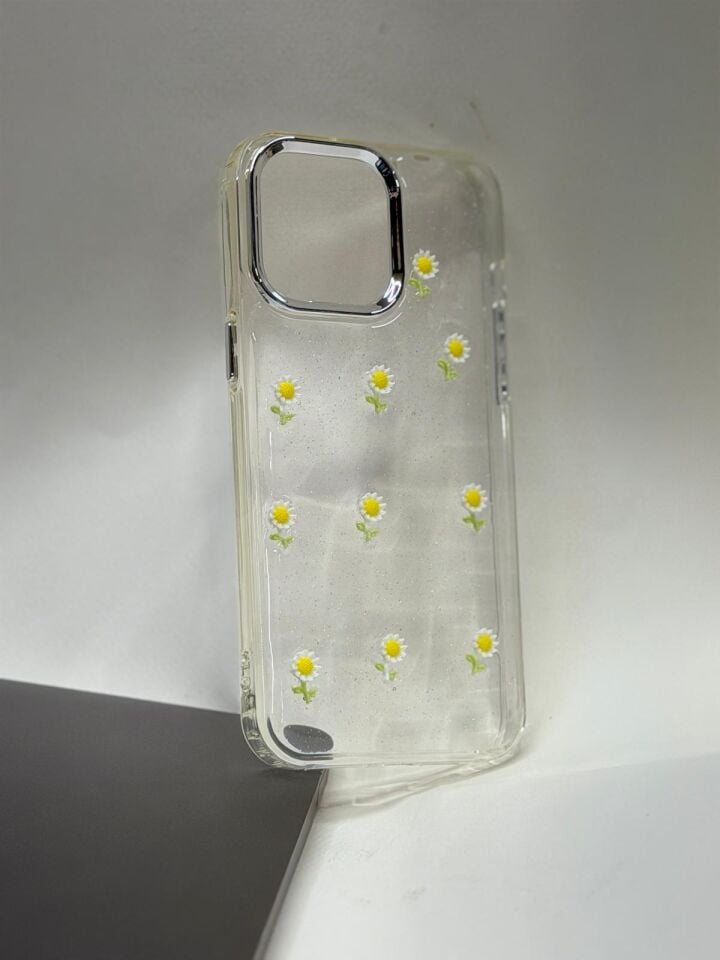 iPhone 15 Pro Uyumlu Lansman Özel Tasarım Desenli Kılıf - Kamera Korumalı ve Şık Tasarım Papatya
