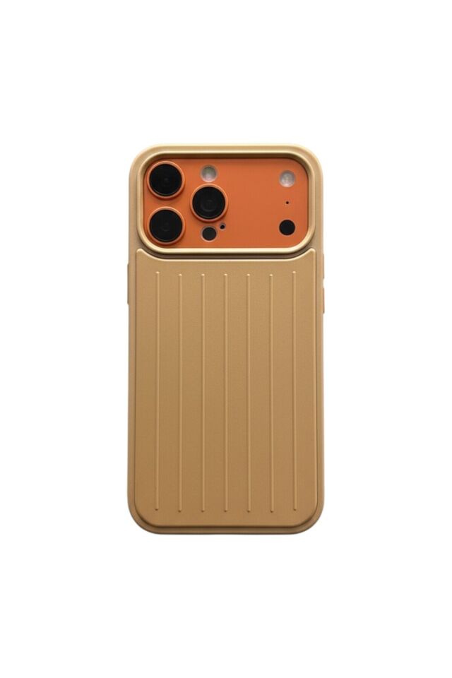 Iphone 17 Pro Uyumlu Çizgili Valiz Desenli Premium Kılıf Sarı