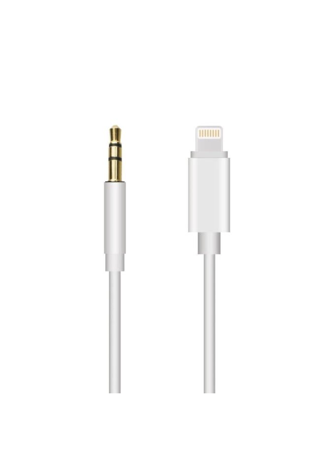 Lightning Aux 3.5Mm 1Metre Kablo Jack Dönüştürücü Aparat Iphone 7 8 X 11 12 13 Uyumlu Ses Otg Kablo Beyaz