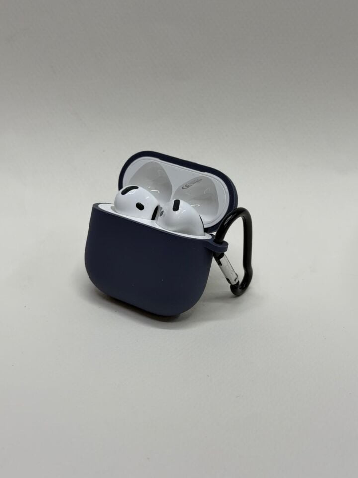AirPods 4. Nesil Uyumlu Premium Silikon Kılıf - Darbe Emici Koruyucu Kılıf Lacivert