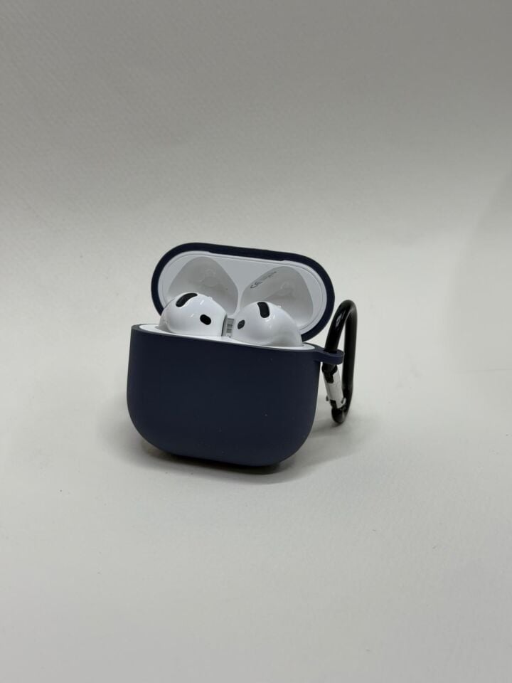 AirPods 4. Nesil Uyumlu Premium Silikon Kılıf - Darbe Emici Koruyucu Kılıf Lacivert