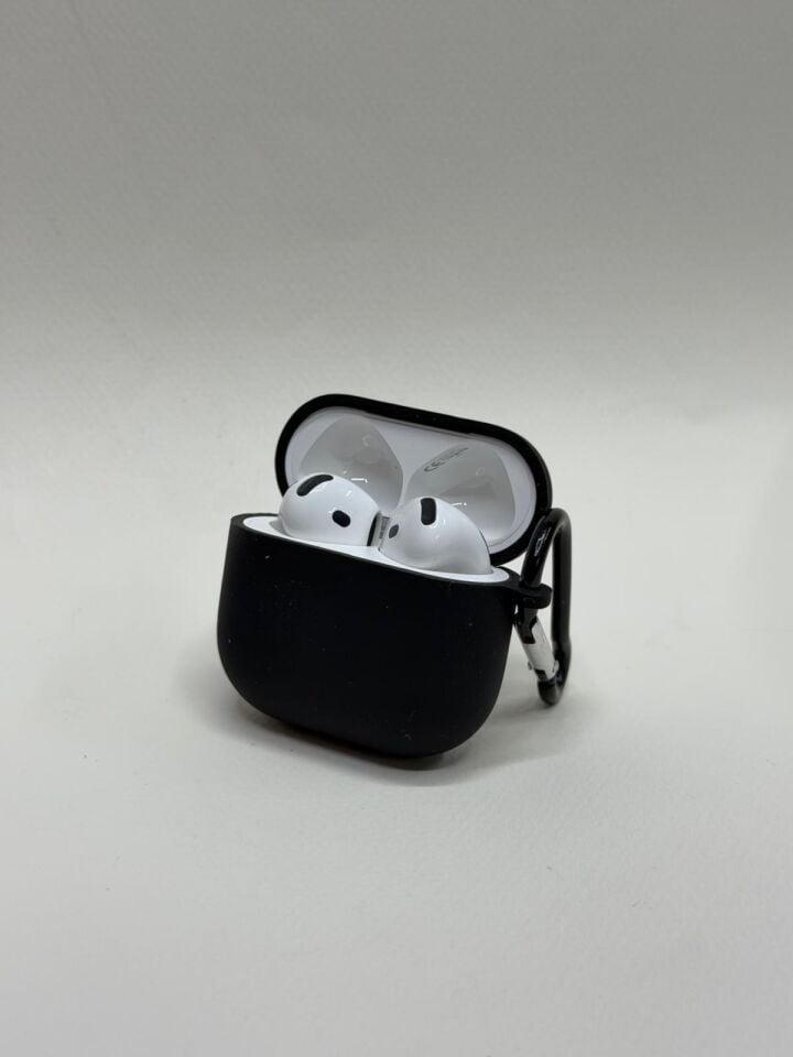 AirPods 4. Nesil Uyumlu Premium Silikon Kılıf - Darbe Emici Koruyucu Kılıf Siyah
