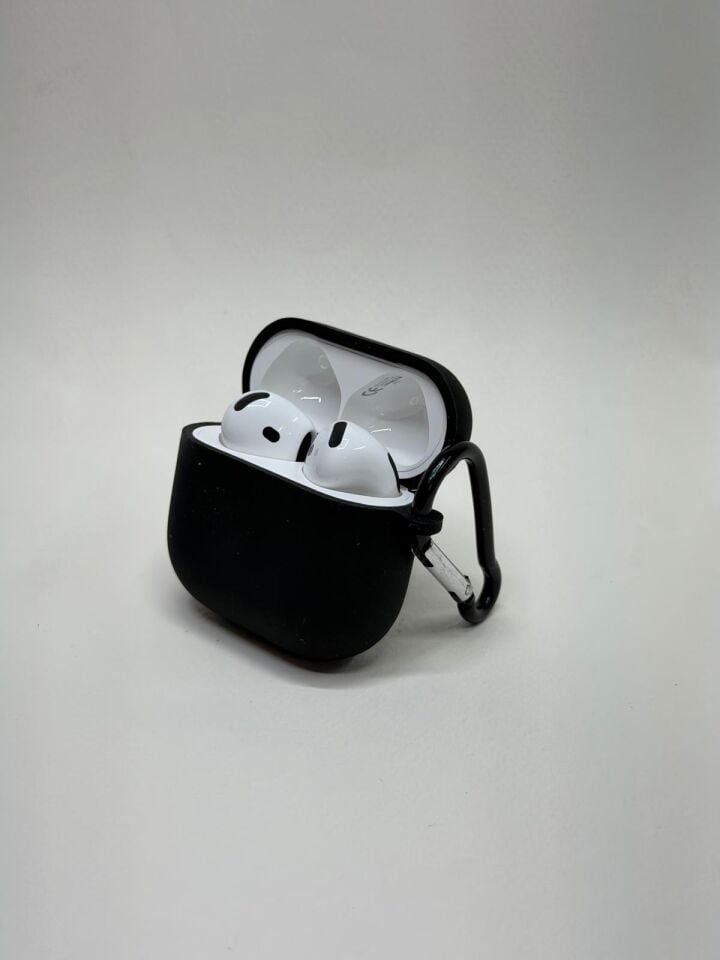 AirPods 4. Nesil Uyumlu Premium Silikon Kılıf - Darbe Emici Koruyucu Kılıf Siyah