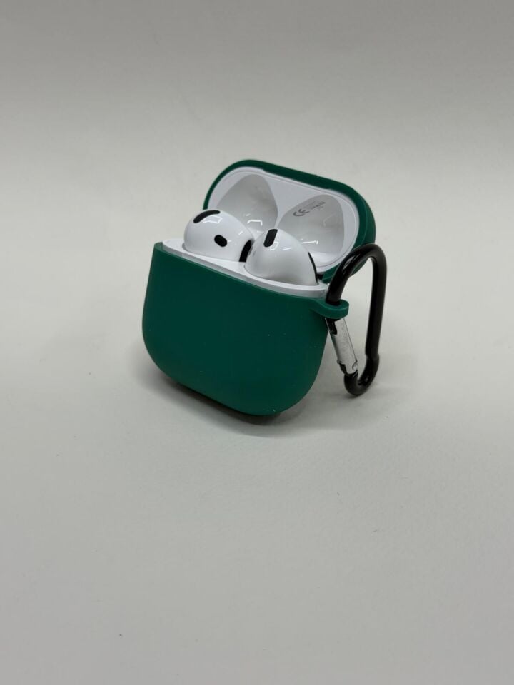 AirPods 4. Nesil Uyumlu Premium Silikon Kılıf - Darbe Emici Koruyucu Kılıf Yeşil
