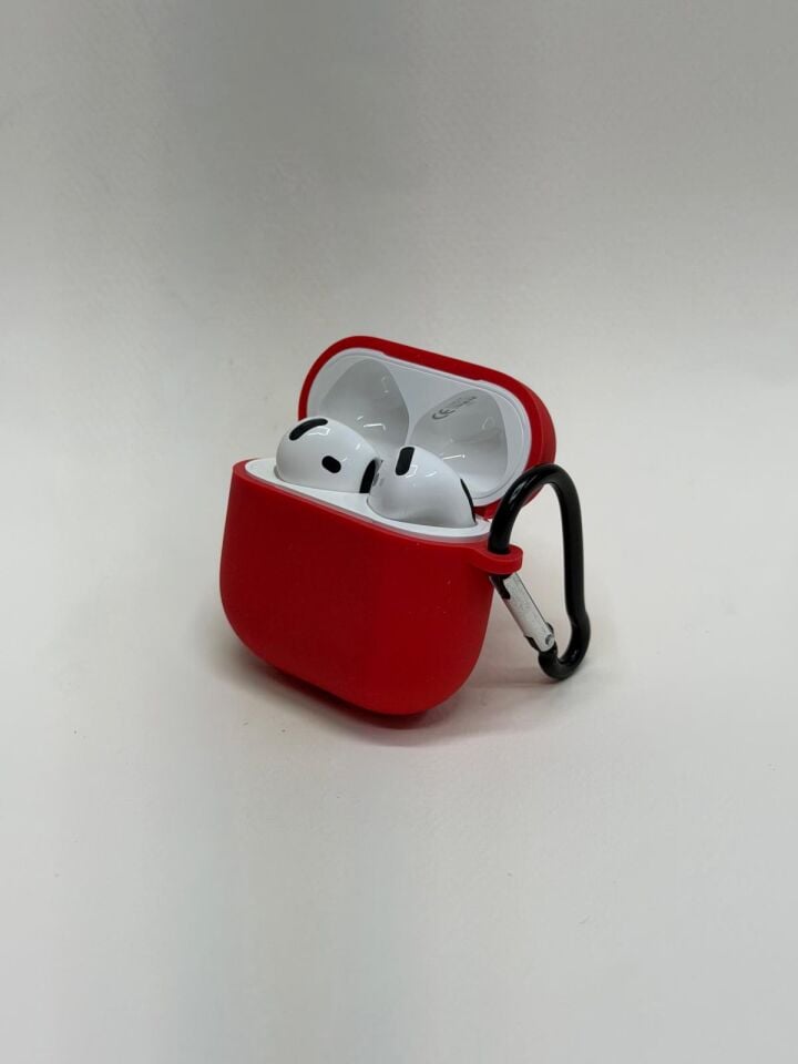 AirPods 4. Nesil Uyumlu Premium Silikon Kılıf - Darbe Emici Koruyucu Kılıf Kırmızı