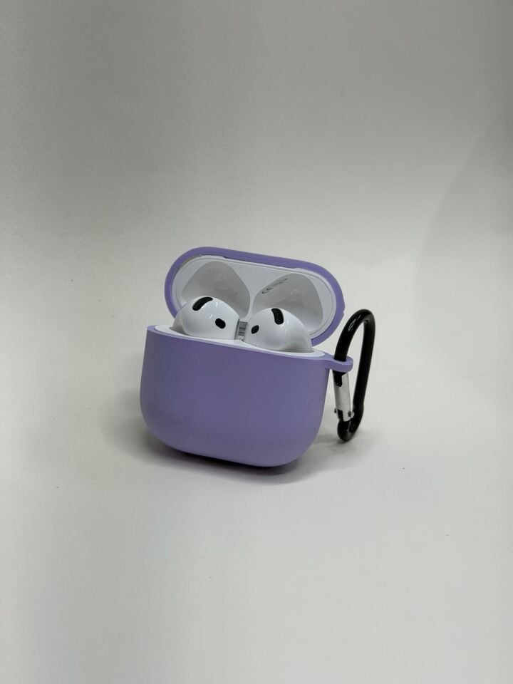 AirPods 4. Nesil Uyumlu Premium Silikon Kılıf - Darbe Emici Koruyucu Kılıf lila
