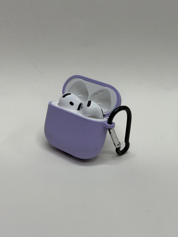 AirPods 4. Nesil Uyumlu Premium Silikon Kılıf - Darbe Emici Koruyucu Kılıf lila