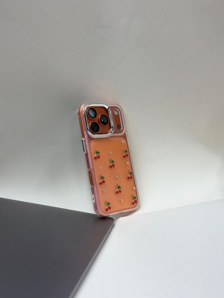 Iphone 17 Pro Max Uyumlu V&C Mücevher Esintili Telefon Kılıfı - Summer Love Koleksiyonu Cherry
