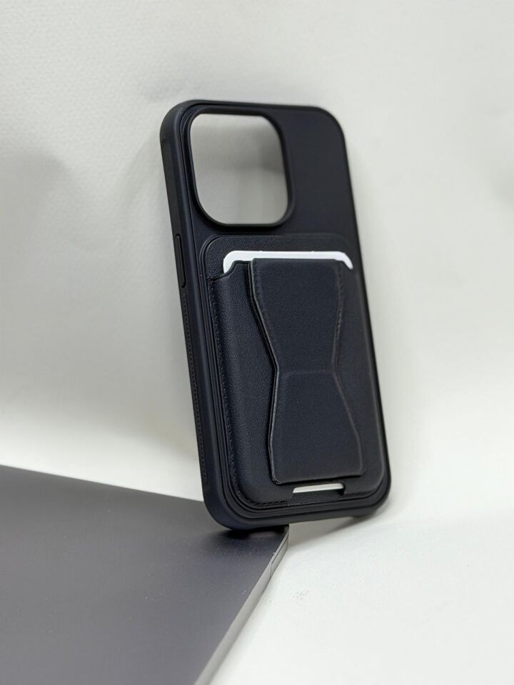 iPhone 14 Pro Uyumlu Kartlıklı Deri Kılıf - Cüzdan Özellikli, Arkası Kart Bölmeli, Darbe Emici Premium Kapak