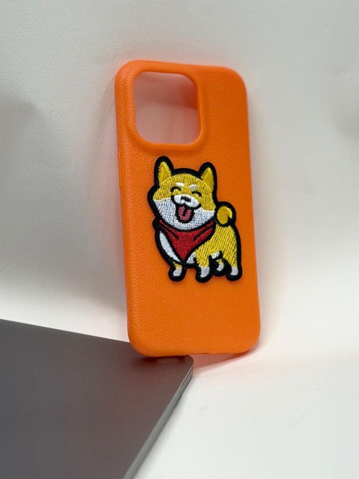 iPhone 14 Pro Candy Case Pastel Renkli Silikon Kılıf turuncu köpek