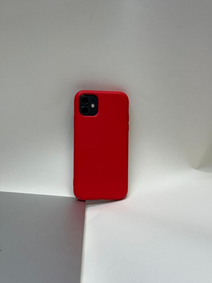 iPhone 11 Uyumlu Lansman Kılıfı - İçi Kadife Süet Astarlı Silikon Koruyucu Kapak Kırmızı