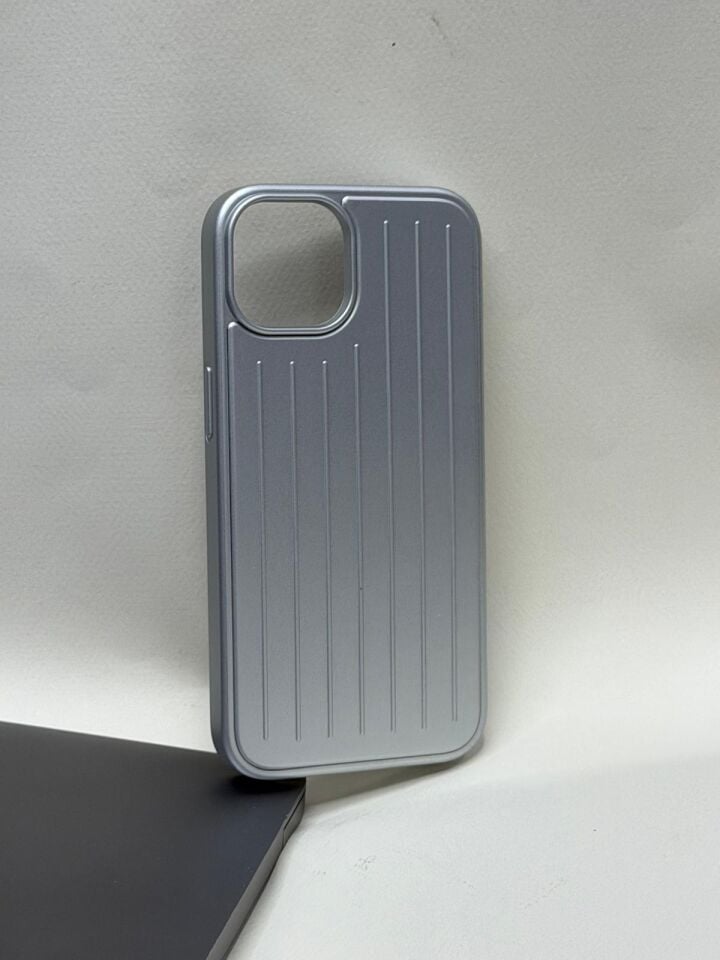 iPhone 13 Uyumlu Valiz Desenli Premium Arka Kapak – Rimowa Tasarım Gri
