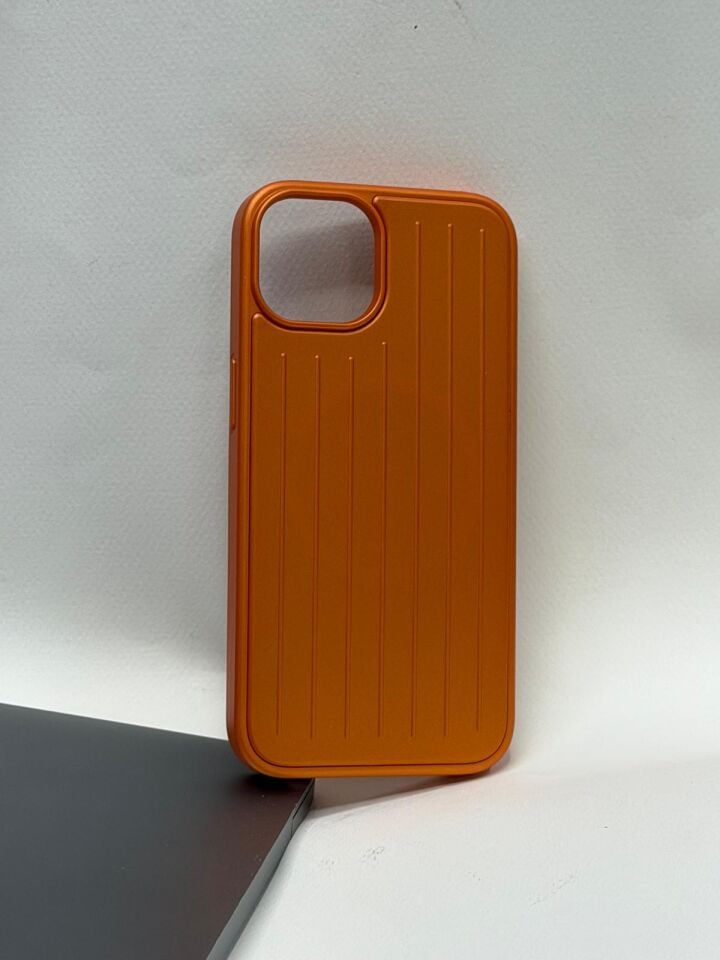 iPhone 13 Uyumlu Valiz Desenli Premium Arka Kapak – Rimowa Tasarım Turuncu