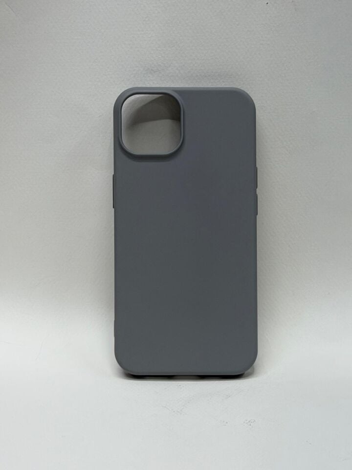 iPhone 13/14  Uyumlu İçi Süet Lansman Serisi Silikon Kılıf Gri