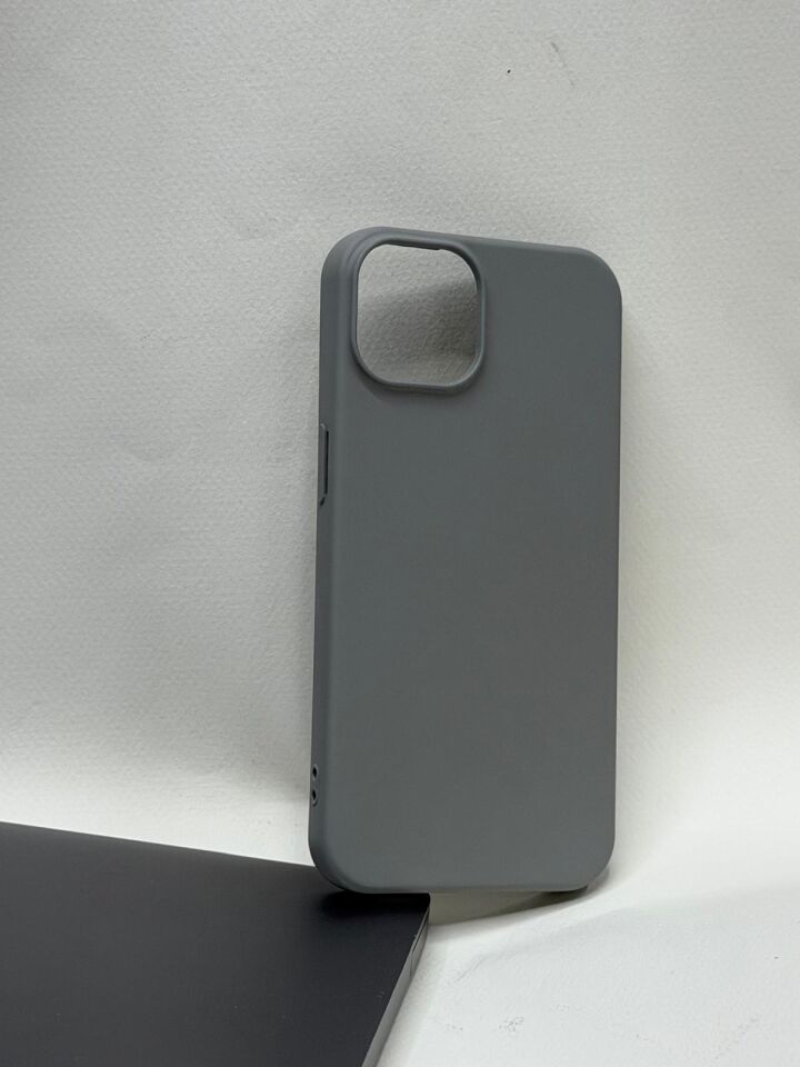 iPhone 13/14  Uyumlu İçi Süet Lansman Serisi Silikon Kılıf Gri