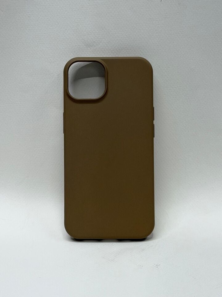 iPhone 13/14  Uyumlu İçi Süet Lansman Serisi Silikon Kılıf Kahverengi