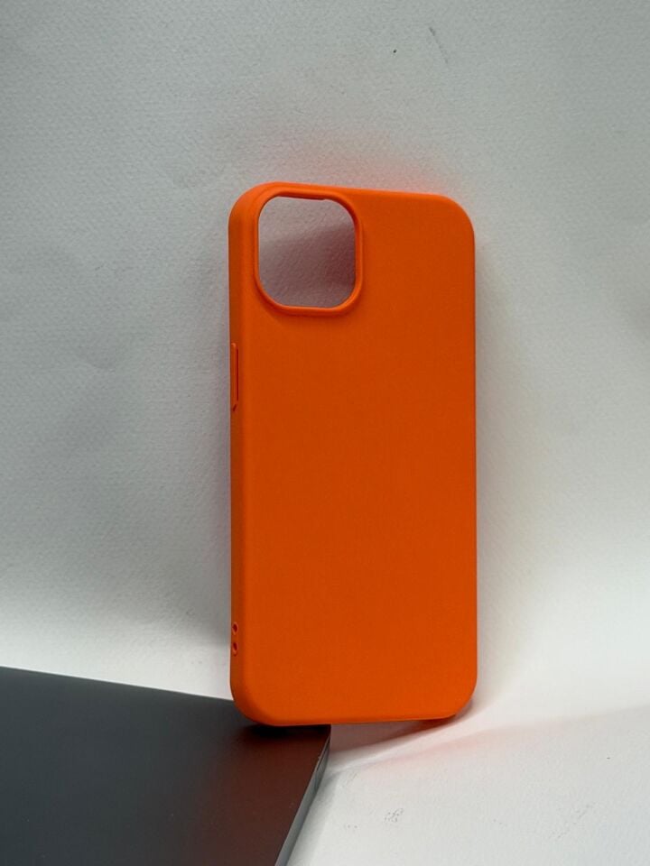 iPhone 13/14  Uyumlu İçi Süet Lansman Serisi Silikon Kılıf Turuncu
