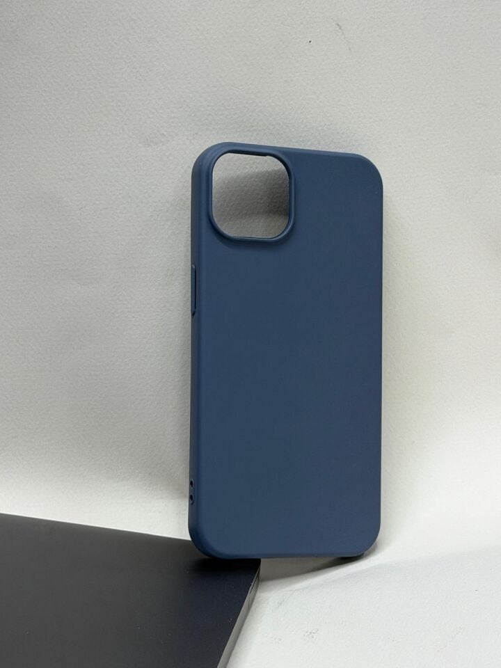 iPhone 13/14  Uyumlu İçi Süet Lansman Serisi Silikon Kılıf Mavi