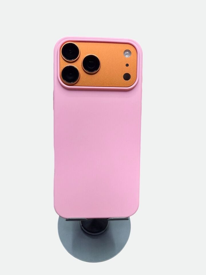 iPhone 17 Pro Max Uyumlu İçi Kadife Lansman Silikon Kılıf – Kamera Korumalı Premium Serisi Pembe