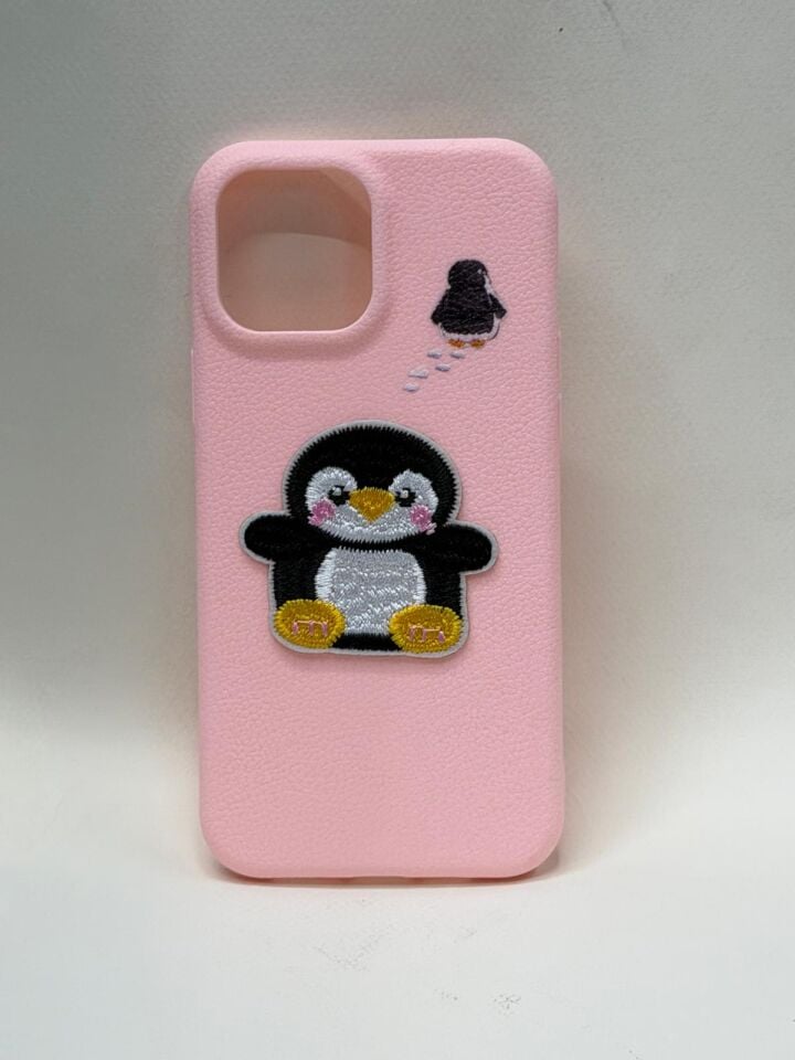 iPhone 13 Pro Max Uyumlu Canlı Renkli Candy Case - Kamera Korumalı Soft Silikon Kılıf pembe penguen