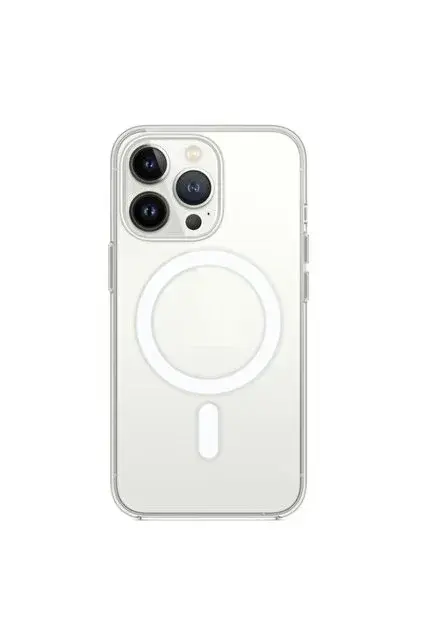 iPhone 13 Pro Uyumlu Şeffaf MagSafe Kılıf - Sararmayan Sert Kapak