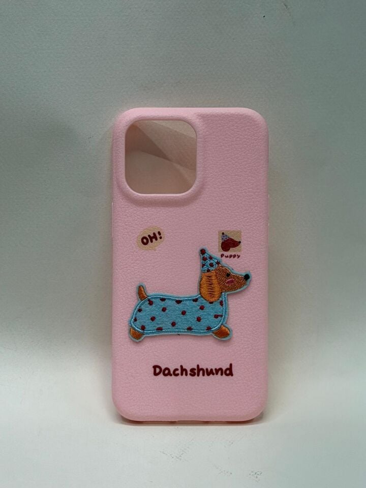 iPhone 12 / 12 Pro Şeker Renkli Candy Silikon Kılıf pembe köpek desenli