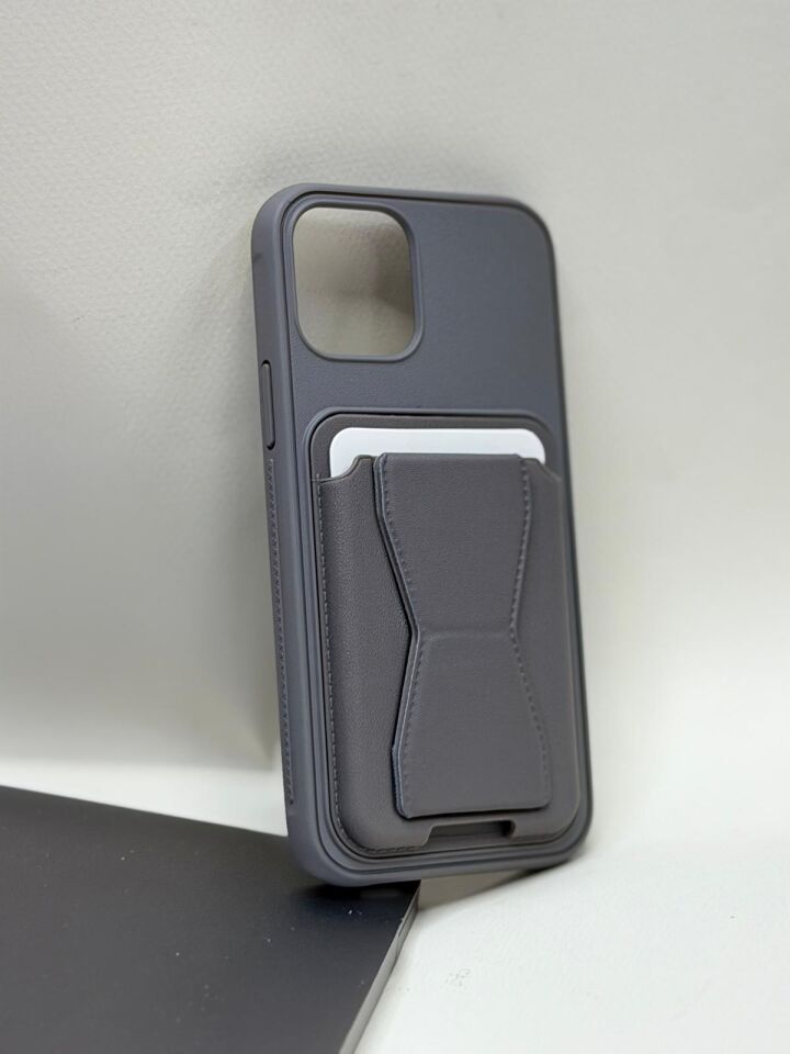 iPhone 12 / 12 Pro Uyumlu Deri Görünümlü Kartlıklı Kılıf - Özellikli Şık Arka Kapak