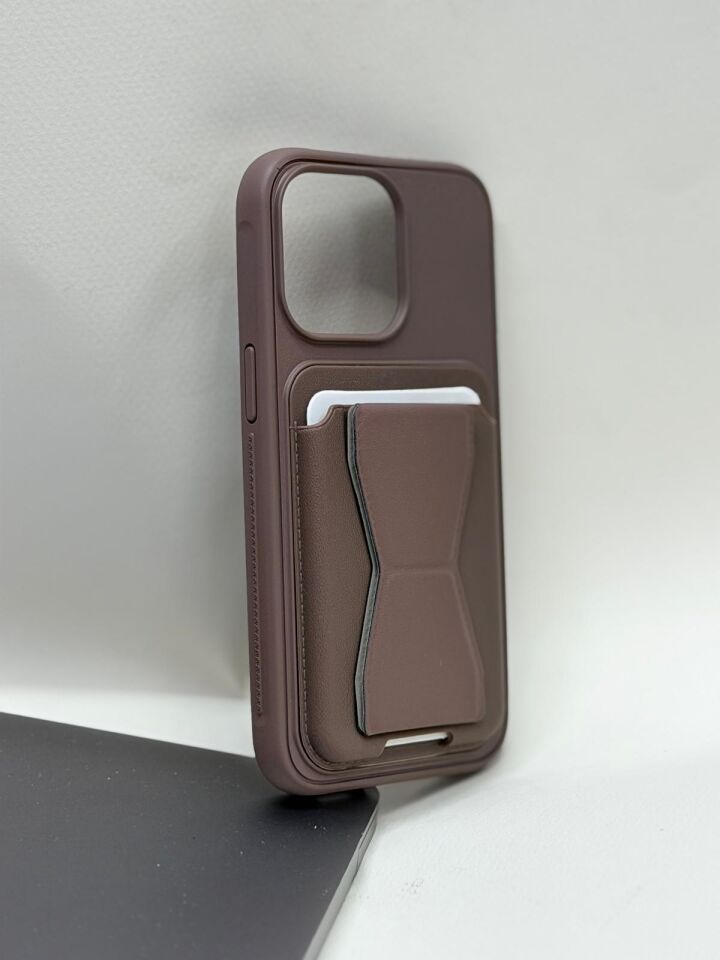 iPhone 12 / 12 Pro Uyumlu Deri Görünümlü Kartlıklı Kılıf - Özellikli Şık Arka Kapak