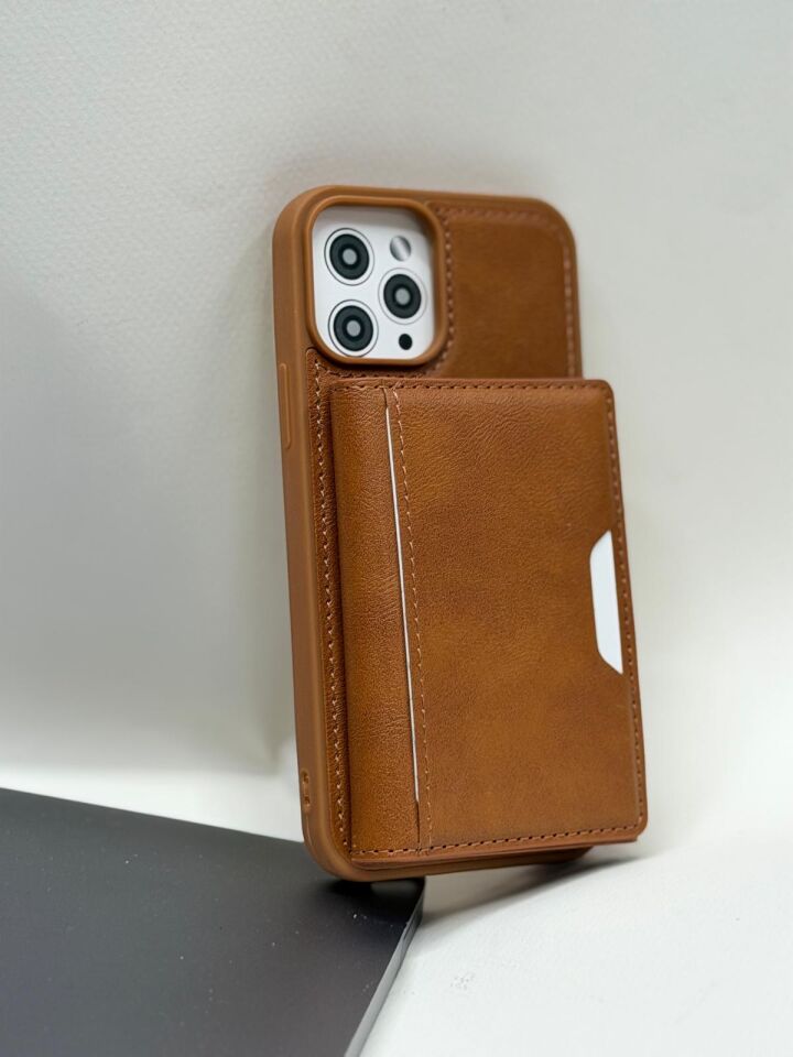 iPhone 12 / 12 Pro Uyumlu Lüks Deri Görünümlü Cüzdanlı Kılıf