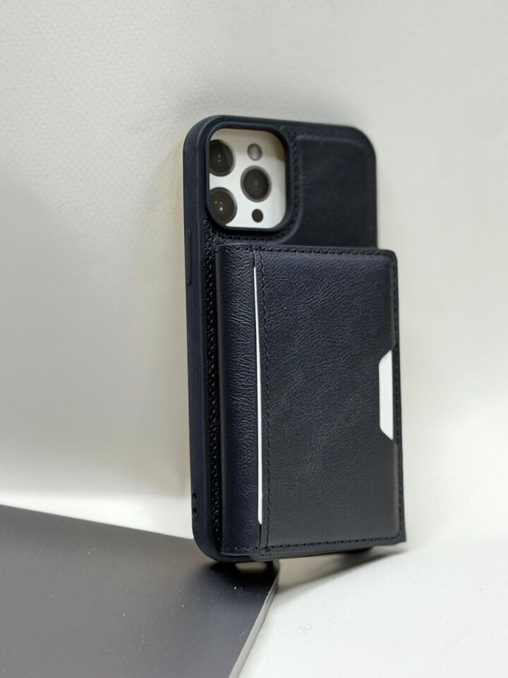 iPhone 12 / 12 Pro Uyumlu Lüks Deri Görünümlü Cüzdanlı Kılıf