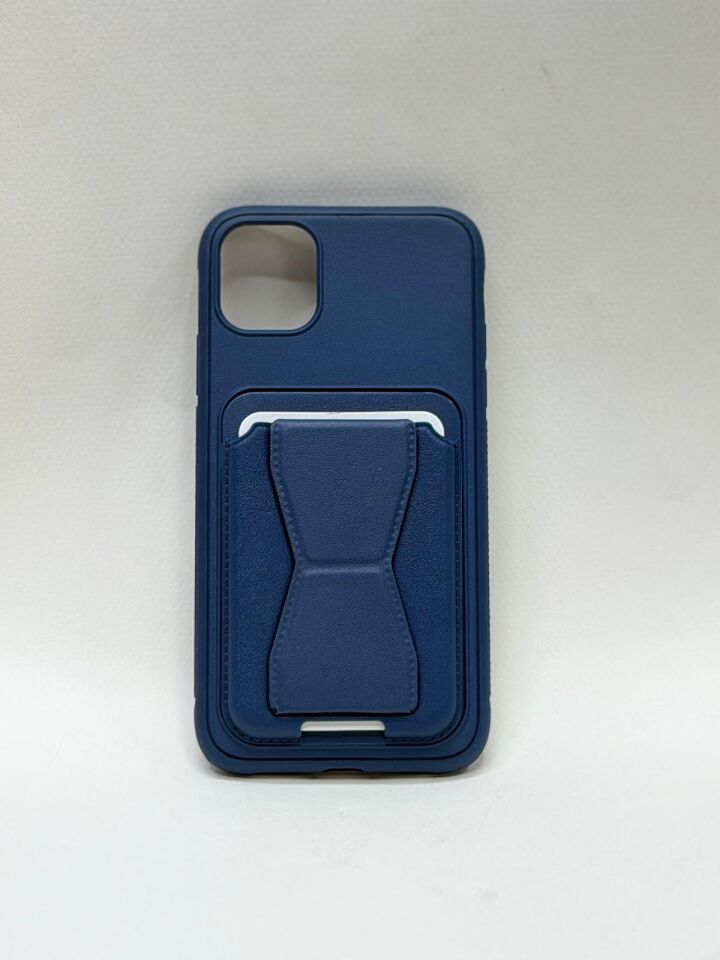 iPhone 11 Kılıf Kartlıklı Ve Stand Özellikli Lüks Suni Kılıf