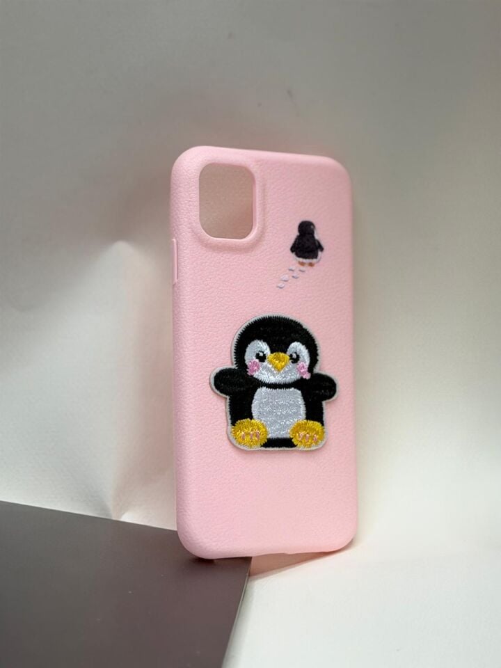 iPhone 11 Uyumlu Candy Case Kamera Korumalı Lansman Renkli Silikon Kılıf pembe penguen