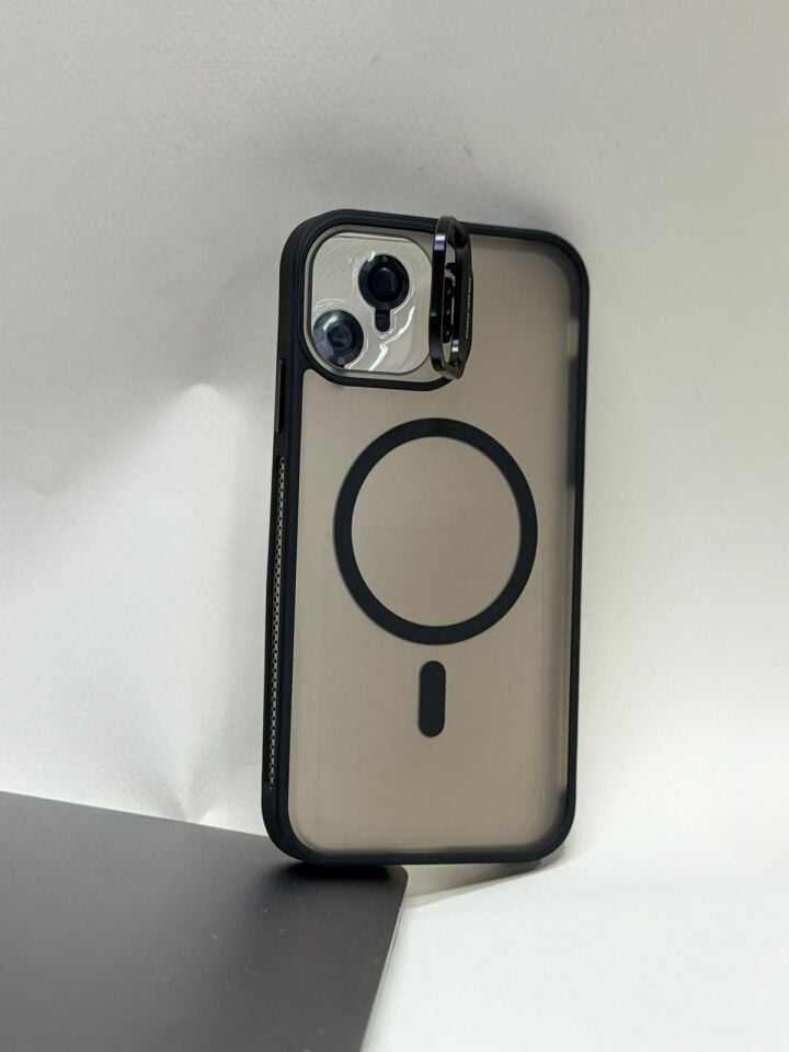 iPhone 11 Uyumlu MagSafe Destekli Mıknatıslı Şeffaf Kılıf – Sararmayan Koruma Siyah
