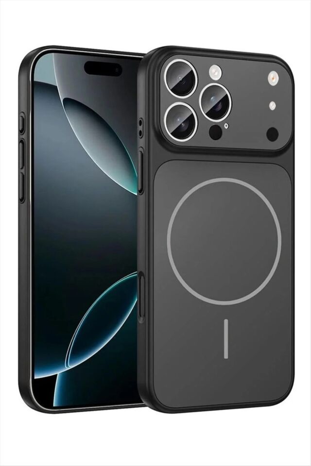 İphone 14 Pro Uyumlu 17 Pro Görünümlü Magsafe Kılıf Siyah