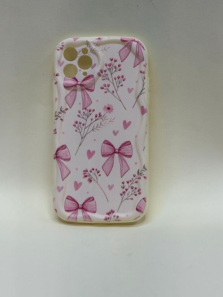 iPhone 11 Pro Max Uyumlu Bahar Esintisi Tasarımlı Lansman Kılıf – Doğa Esintili Koruma Pembe Kurdele Desenli
