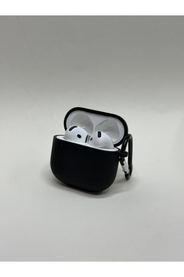 AirPods 4. Nesil Uyumlu Premium Silikon Kılıf - Darbe Emici Koruyucu Kılıf Siyah