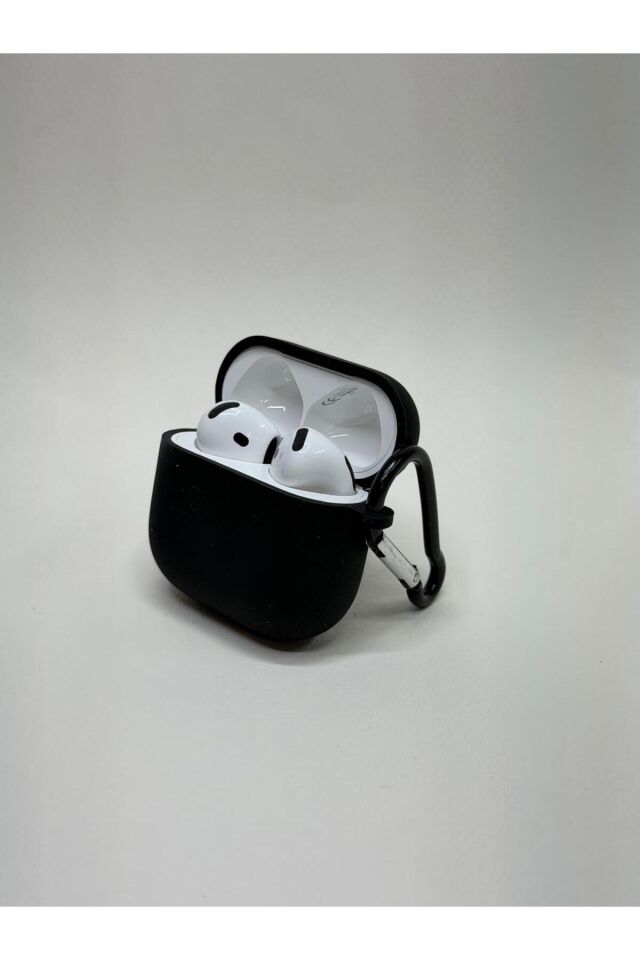 AirPods 4. Nesil Uyumlu Premium Silikon Kılıf - Darbe Emici Koruyucu Kılıf Siyah