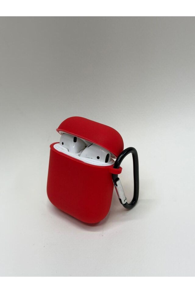 AirPods 1. ve 2. Nesil Uyumlu Darbeye Dayanıklı Silikon Kılıf Kırmızı